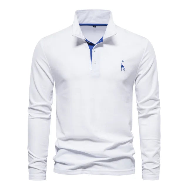 Frank | Cotton Blend Long Sleeve Polo Shirt