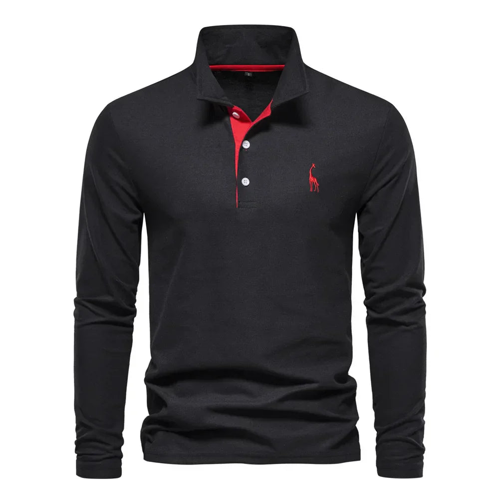 Frank | Cotton Blend Long Sleeve Polo Shirt