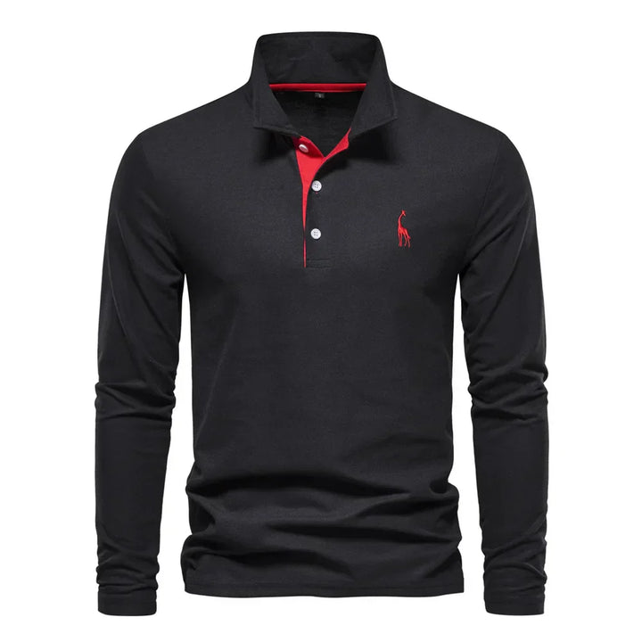 Frank | Cotton Blend Long Sleeve Polo Shirt