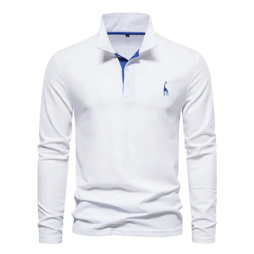 Frank | Cotton Blend Long Sleeve Polo Shirt