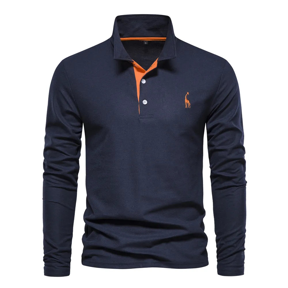 Frank | Cotton Blend Long Sleeve Polo Shirt