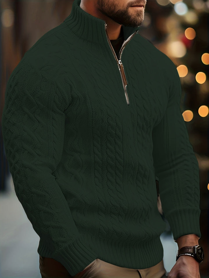 Grayson™ | Half-High Collar Zip Cable Knit